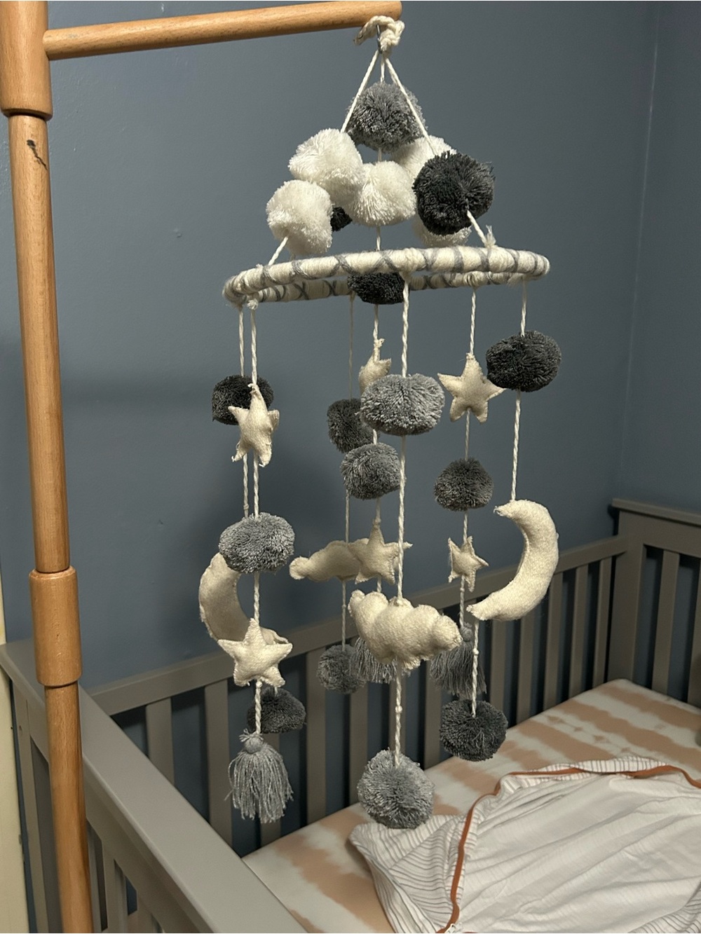 Mud Pie Gray and Cream Nursery Mobile with Stars & Moon